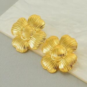 Gilded Bloom Ribbed Petal Studs