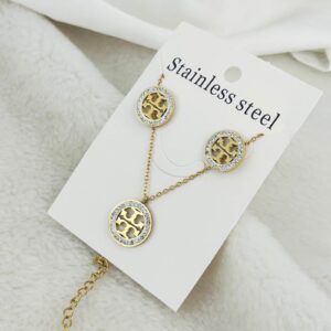 Crystal Halo Signature Medallion Jewelry Set