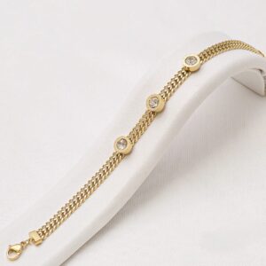 Crystal Trio Curb Link Bracelet