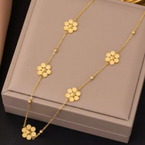 18k stainless steel flowery- beaded chain