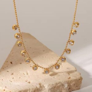 Rhinestone stainless steel 18k chain