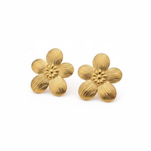 Stainless steel flower ear studs