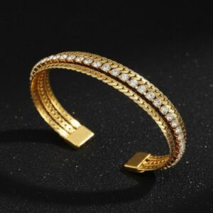 Stainless steel triple layered bracelet (18k gold plated)