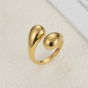 Sculptural Teardrop Open Wrap Ring